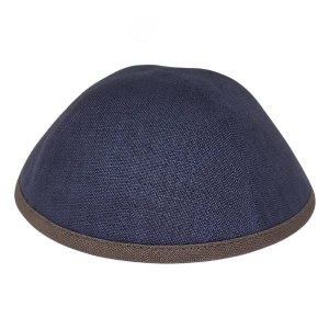 Picture of iKippah Charcoal Gray Linen with Brown Rim Size 3